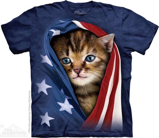 The Mountain KIDS T-shirt Patriotic Kitten T-shirt unisexe L.