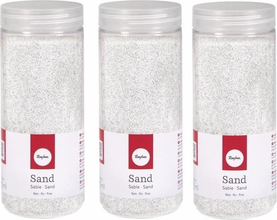 3x Fijn decoratie zand wit 475 ml - Zandkorrels - Hobby/decoratiemateriaal  | bol.com