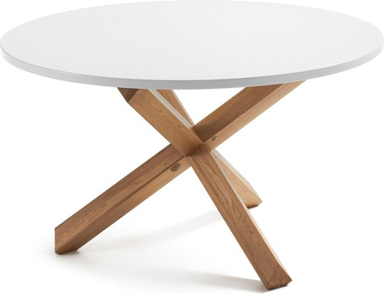 Kave Home Lotus Ronde Tafel In Wit Gelakt MDF Met Poten In Massief Kave Home Lotus Ronde Tafel In Wit Gelakt MDF Met Poten In Massief
