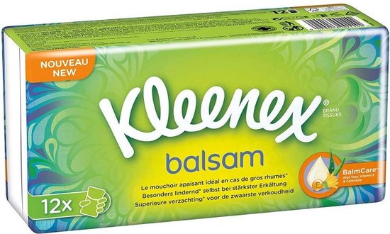 Foto: Kleenex zakdoeken balsam 12 pakjes a 9 zakdoekjes