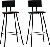 Barstoelen 2 st massief gerecycled hout