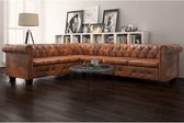 Chesterfield hoekbank 6-zits kunstleer bruin