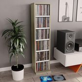 Cd-kast 21x16x88 cm spaanplaat wit en sonoma eikenkleurig