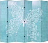 Kamerscherm inklapbaar vlinder 228x170 cm blauw