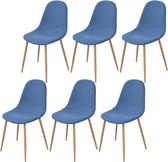 Eetkamerstoelen 6 st stof blauw