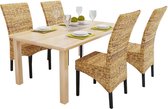 Eetkamerstoelen 4 st abaca en massief mangohout