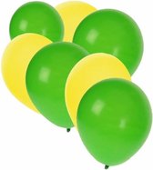 30x Ballonnen geel en groen - 27 cm - gele / groene versiering