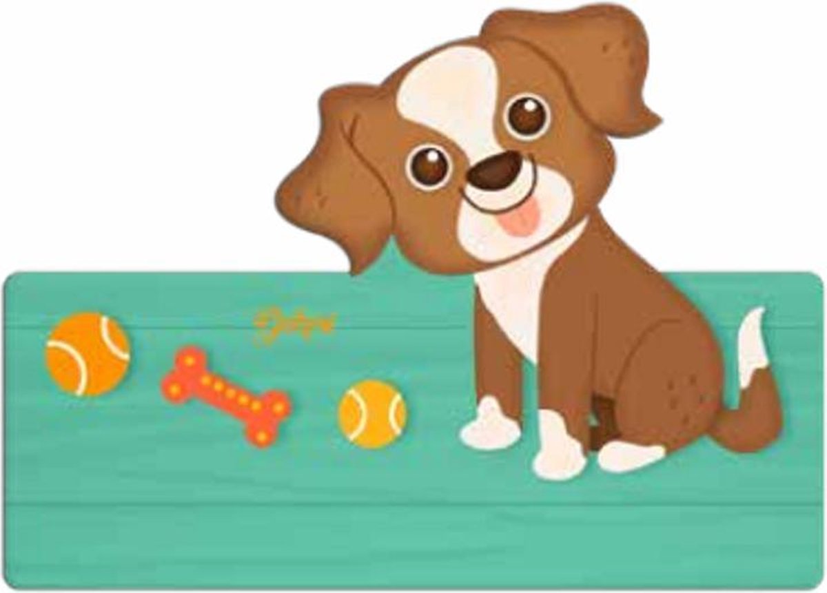 Naambord Hond - Kind - Meisje - Jongen - Hout - Dekori - Babykamer - Kinderkamer