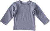 Little Label - baby shirt lange mouw - small stripe navy - maat: 68 - bio-katoen