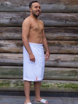 Sauna handdoek heren wit - omslagdoek met klittenband