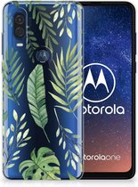 Back Case Motorola One Vision TPU Siliconen Hoesje Leaves