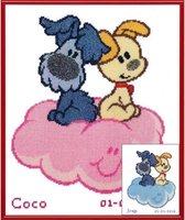 borduurpakket 271.018 woezel en pip, geboorte, wolk (incl. blauw/rose garen) op=op!