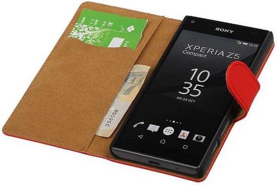 in het geheim kosten Periodiek Bookstyle Wallet Case Hoesjes voor Sony Xperia Z5 Compact Rood | bol.com