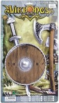 Viking zwaard met bruin schild en bijl set