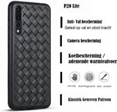 DrPhone P20 Lite TPU Geweven Hybrid Case   Flexibele Ultra dunne zachte TPU Siliconen Cover - Zwart