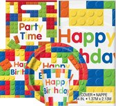 Bouwstenen/blokken thema kinderfeestje versiering pakket 9-16 personen - Kinderverjaardag/kinderfeestje bouwstenen/blokken thema pakket