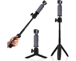 Selfie Stick en Mini Statief Kit – Smartphone Houder – Draagbare Telefoonstatief – Zwart – Opvouwbaar Reis Statief – Verstelbaar – Compatibel met Camera’s – Geschikt voor DJI Osmo Pocket 3 & 2 Camera – Inklapbaar Statief voor Video’s en Foto’s