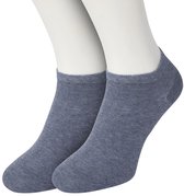 Bonnie Doon Sneakersokken Dames Jeans Blauw maat 36/42 - 2 paar - Basis Korte Sokken - Gladde Naden - Enkel Sokken - Uitstekend Draagcomfort - Enkelsokken - Sneaker Sokken - 2-pack - Multipack - Effen - Denim - Jeans Blue Heather - OL8110012.253