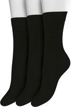Bonnie Doon Basic Chaussettes Femme Zwart Taille 36/42 - 3 paires - Chaussettes Basis en coton - Coutures lisses - Planche large - Excellent confort de port - Ajustement parfait - Lot de 3 - Multipack - Solide - Noir - OL834223
