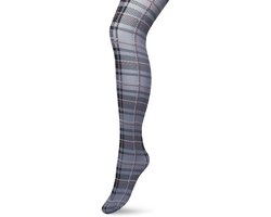 Bonnie Doon Dames Panty met Ruiten 40 Denier Grijs maat L/XL - Ruit Motief - Ruitjes Print - Uitstekende pasvorm - Gladde Naden - London Checks Tights - Heerlijk Comfortabel - Castlerock - BP211910.169