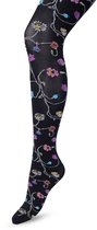 Bonnie Doon Fleurs Tights 80 Denier Zwart Femme Taille L/XL - Imprimé Fleurs - Coutures Lisses - Confort Maximum - Collant Floral - Collant Chique - Festif - Floral - Coloré - Imprimé Fleuri - Noir - BP221906.1