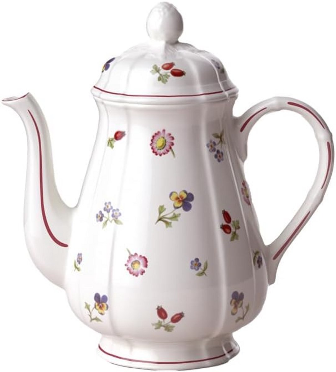 Klassieke Koffiekan in Premium Porselein (1.25L) met Bloemendecoratie