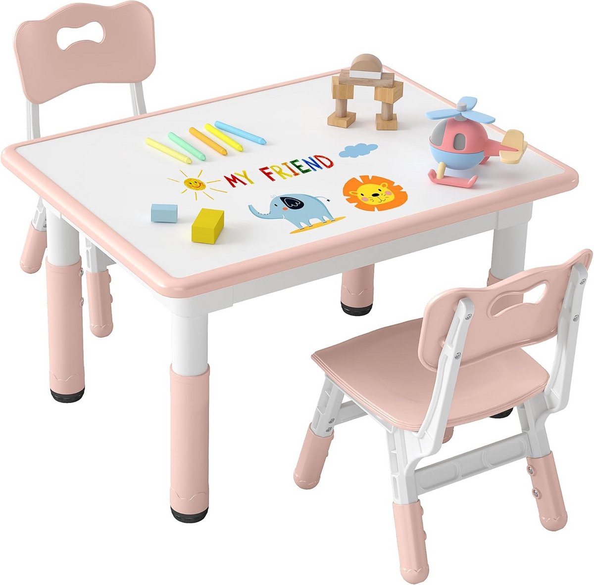 In Hoogte Verstelbare Kindertafel met 2 Stoelen - Perfect voor Kleuters en Kinderspeelkame