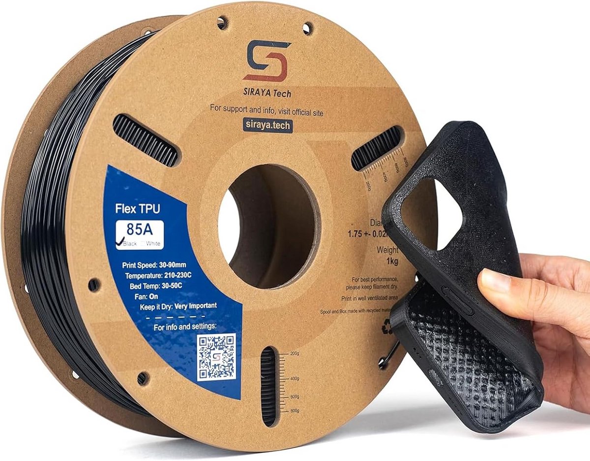 Flexibel TPU 85A 3D Printer Filament voor Hoge Sterkte en Duurzaamheid - Zwart 1kg
