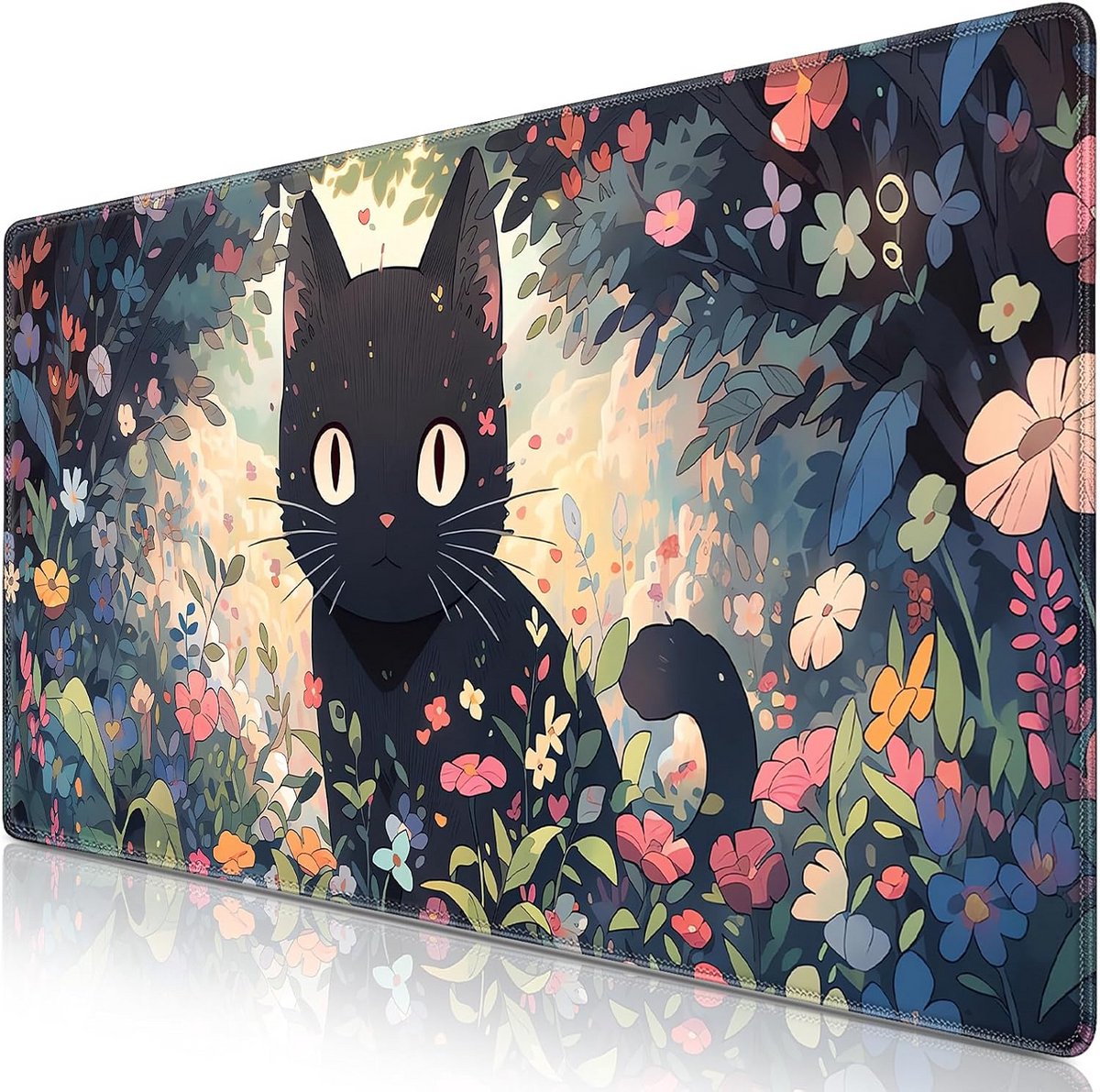 XXL Gaming Muismat 90x40 cm - Groot Bureau Onderlegger met Antislip en Genaaide Randen