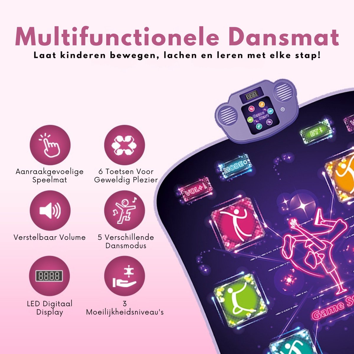 Pumpify Dansmat – Muziekmat – Speelmat – Educatief Bewegingsspel – Dansmat Voor Meisjes – 15 Verschillende Levels – Bluetooth – Antislip Onderkant – Speelgoedboek – Speelgoed – 3 Jaar – 4 Jaar – 5 Jaar – 6 Jaar – 7 Jaar – 8 Jaar – 9 Jaar – 10 Jaar — afbeelding 2