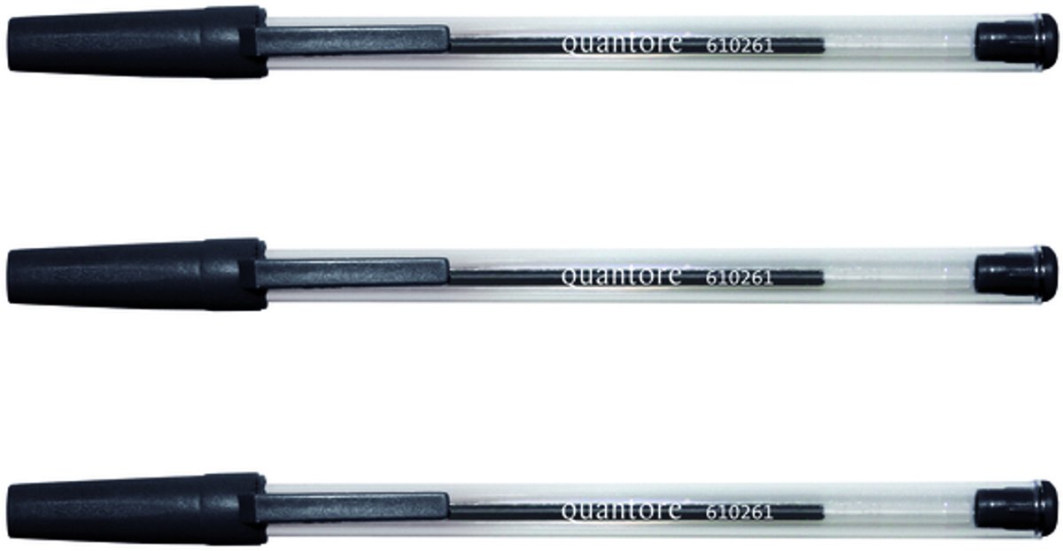 Balpen Quantore Stick zwart medium (alternatief) - 500 stuks