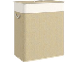 HOMCOM Wasmand - Bamboe - 52x32x63cm - Wit