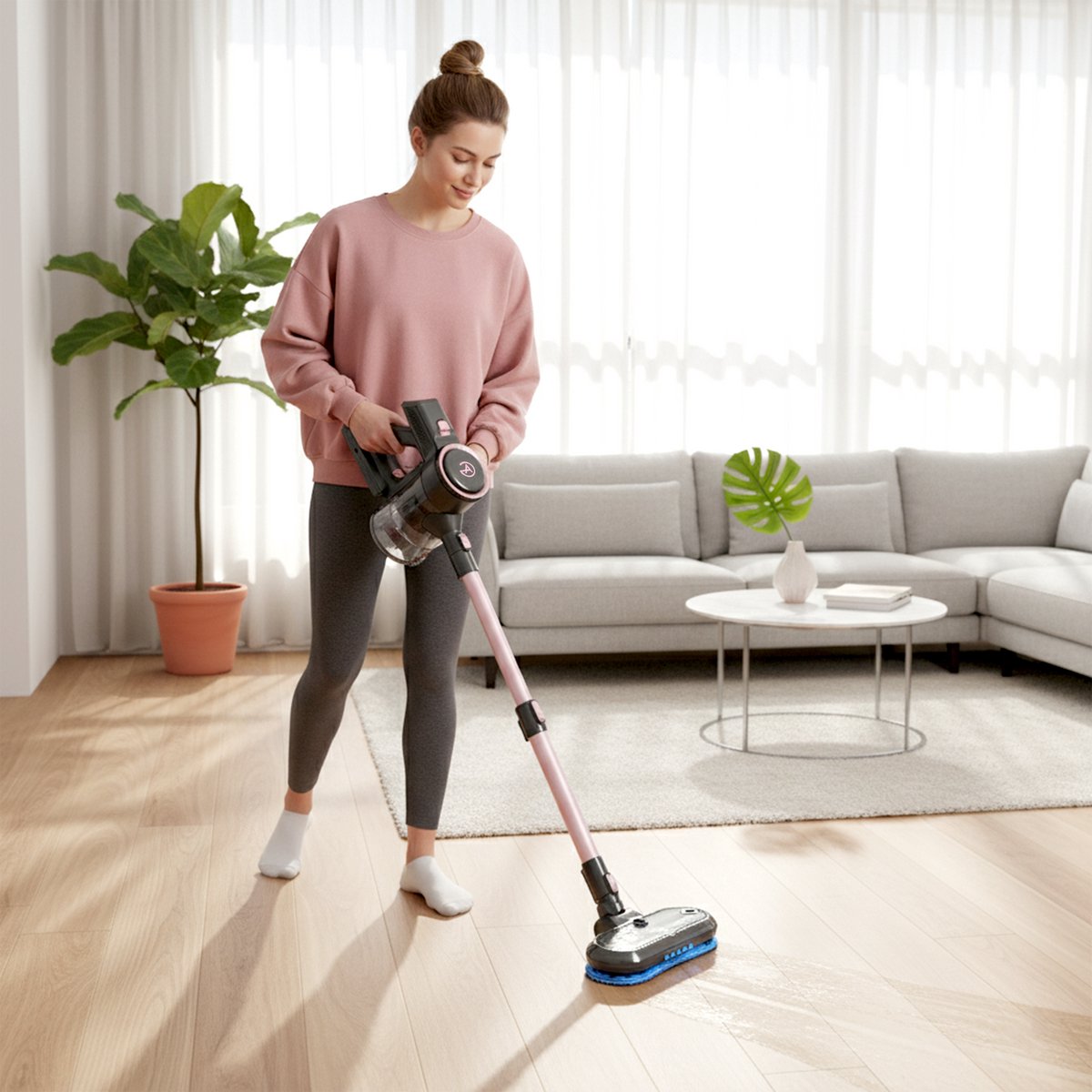 AG4200+ Steelstofzuiger Draadloos – Met Dweilfunctie 2 in 1 – Rose Gold – Krachtige Stofzuiger Zonder Zak – Geschikt voor Dierenharen – Compact & Lichtgewicht Kruimeldief – foto 7