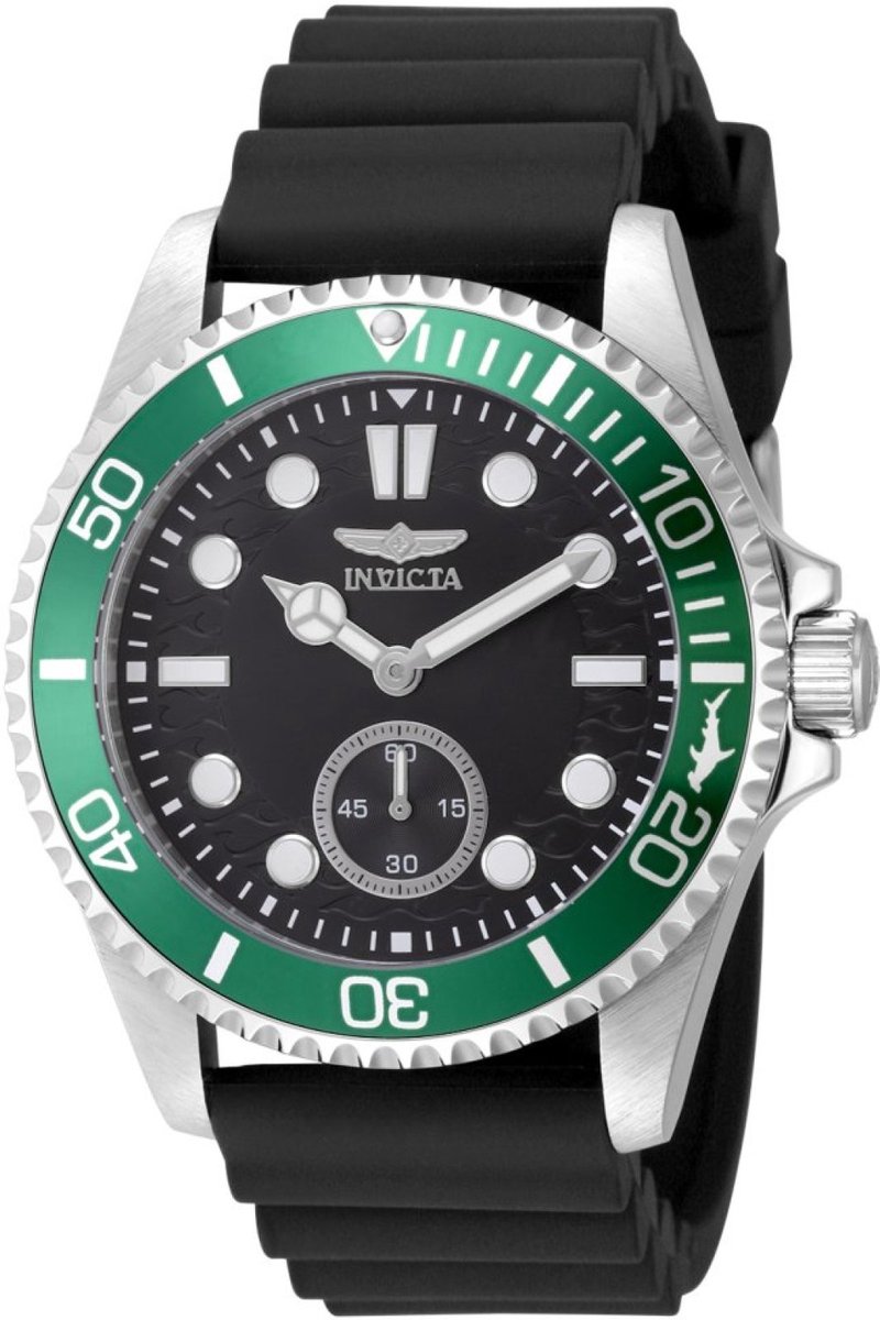 Invicta Pro Diver 49343 Heren Horloge - Waterdicht - Analoog - Quartz Uurwerk - Roestvrij Staal met zwarte Wijzerplaat - 43mm