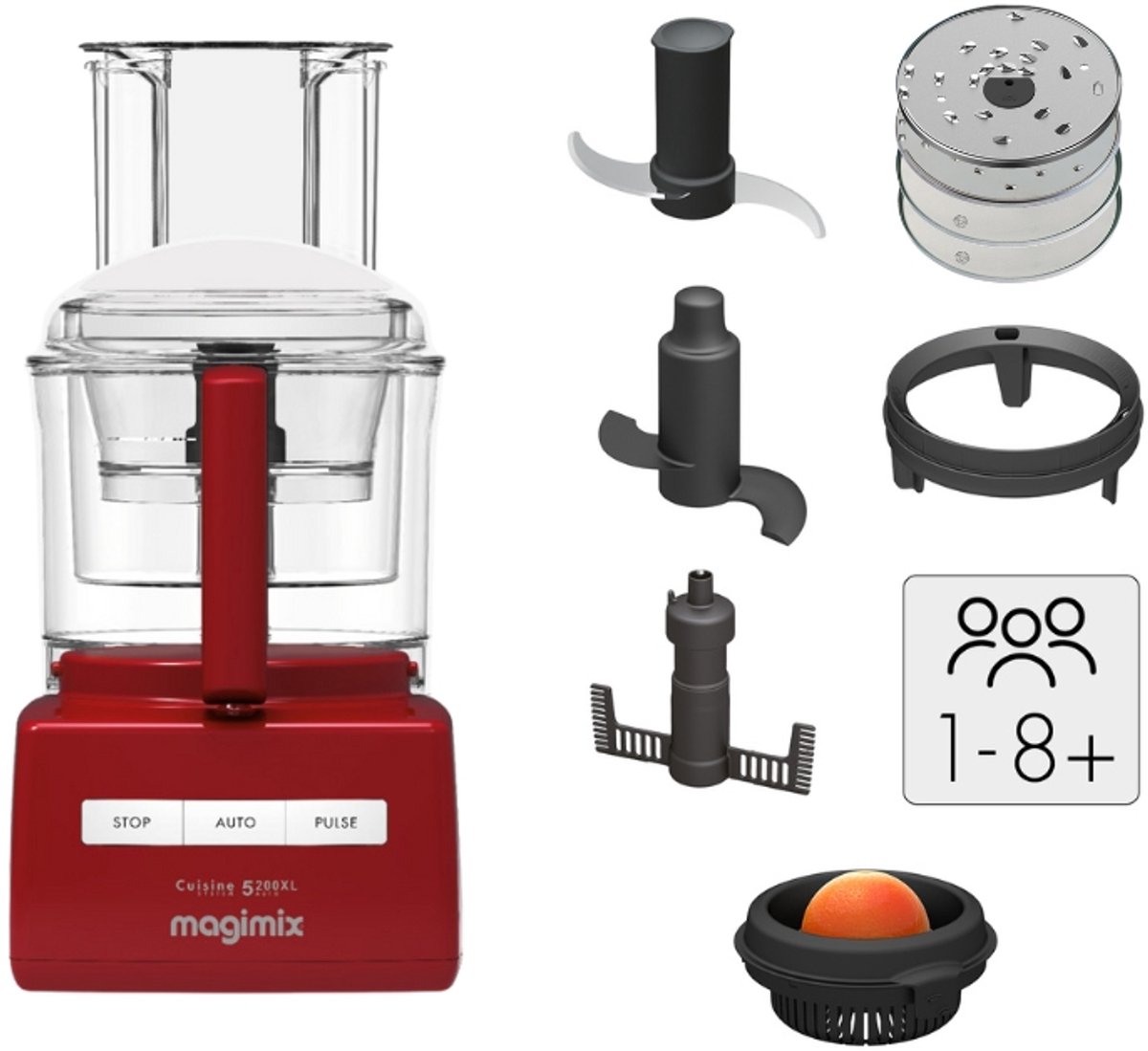 Magimix CS 5200 XL - Foodprocessor - Citruspers - Blokjes & staafjes kit - Rood thumbnail 3