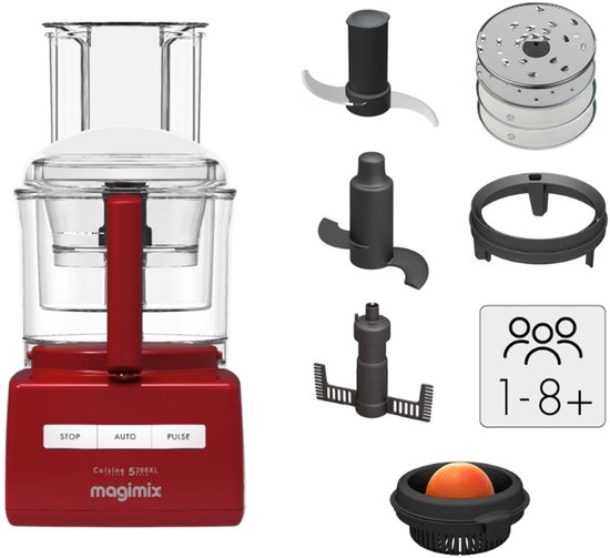 Magimix CS 5200 XL - Foodprocessor - Citruspers - Blokjes & staafjes kit - Rood van Merkloos — afbeelding 3