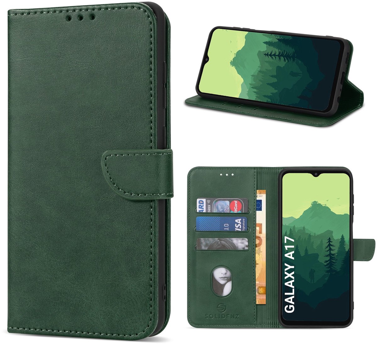 Solidenz hoesje - Geschikt voor Samsung Galaxy A17 - Bookcase - Groen