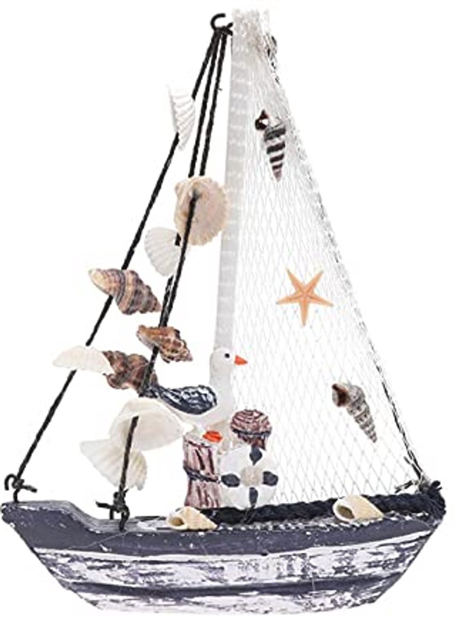 Houten zeilboot model voor nautische decoratie