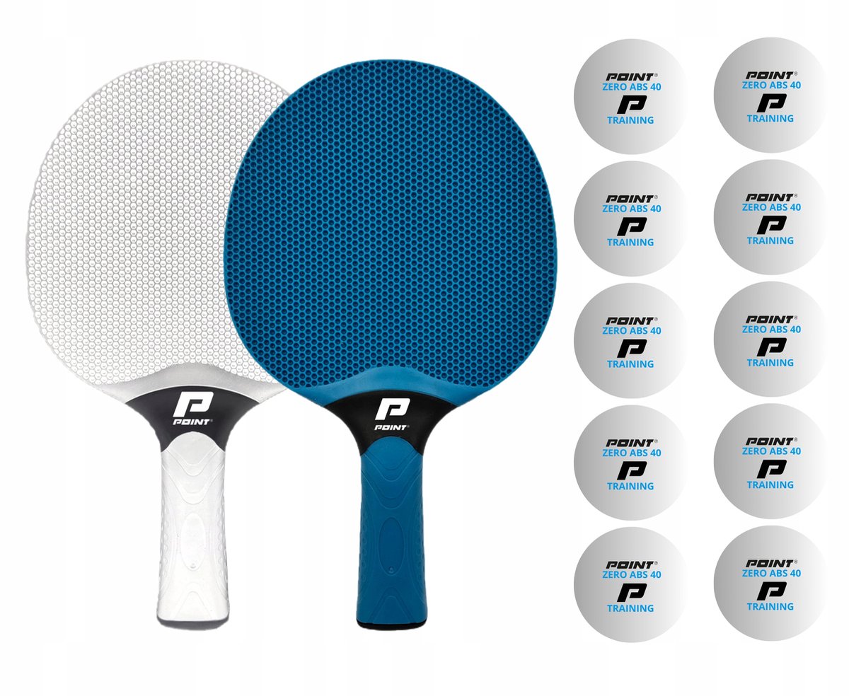 POINT SCHOOL OUTDOOR Tafeltennis Set Blauw/Wit met 10 Ballen