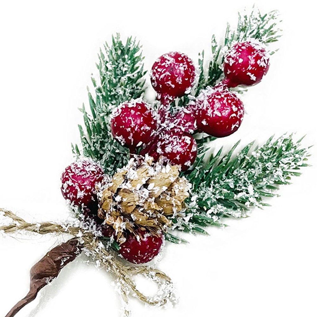 Mmgoqqt 4-Stuks Kerstversierings Takken - Rode Bessen - Groene Dennetakken - Kunstmatige Noten - DIY Krans Accessoires