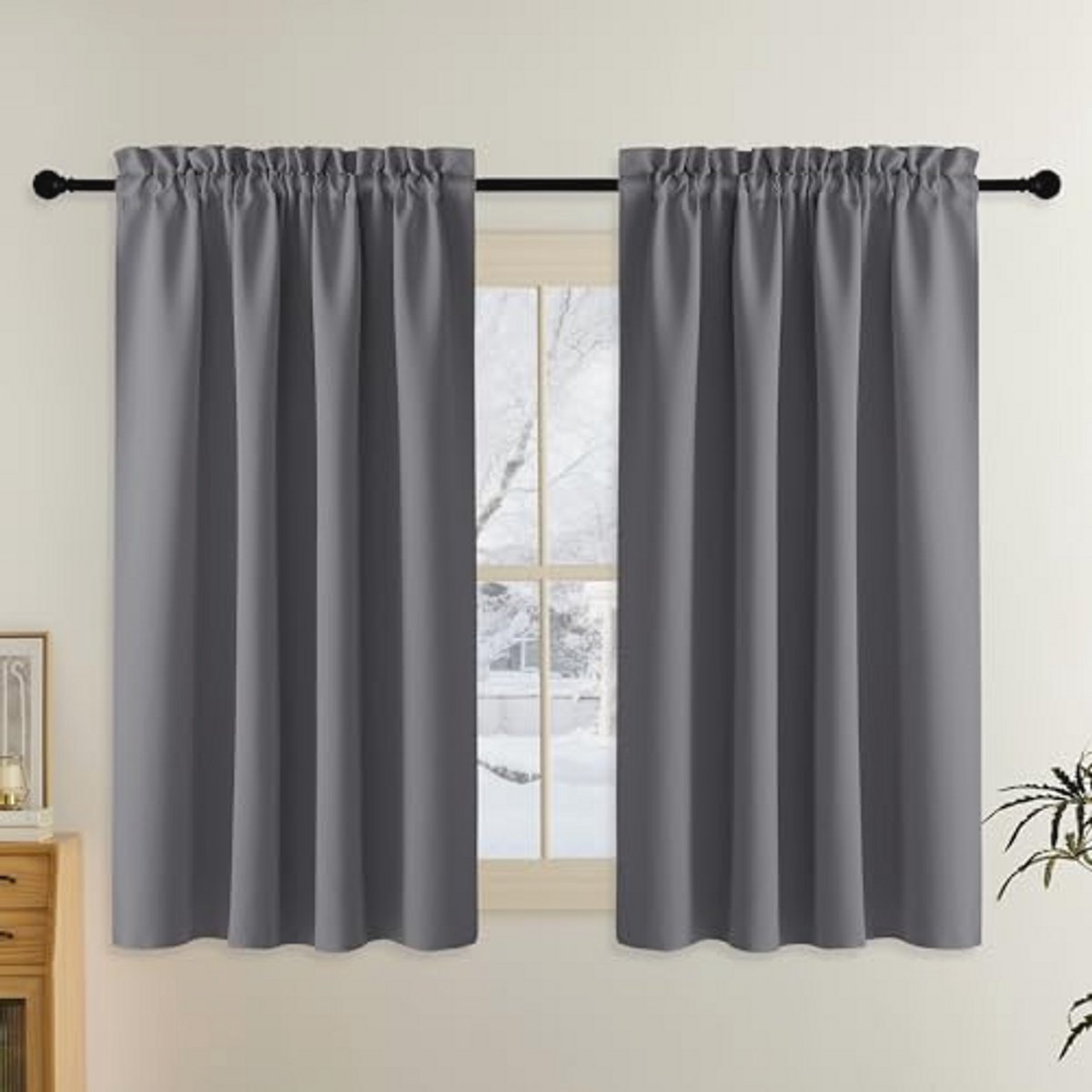 Warmte-isolerende Gordijnen voor Woonkamer en Slaapkamer - Korte Maat 140 x 160 cm - Grijs