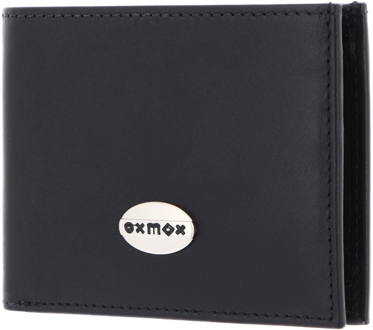 oxmox Leren portemonnee Leather Pocketbörse Pure Metal Round Black zwart