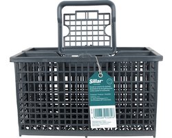 Sillar Bestekmandje voor vaatwasser - universeel bestekmand - geschikt voor Amica Beko Bosch Electrolux Siemens Whirlpool - bestek korf - 22.4 x 12 cm - grijs