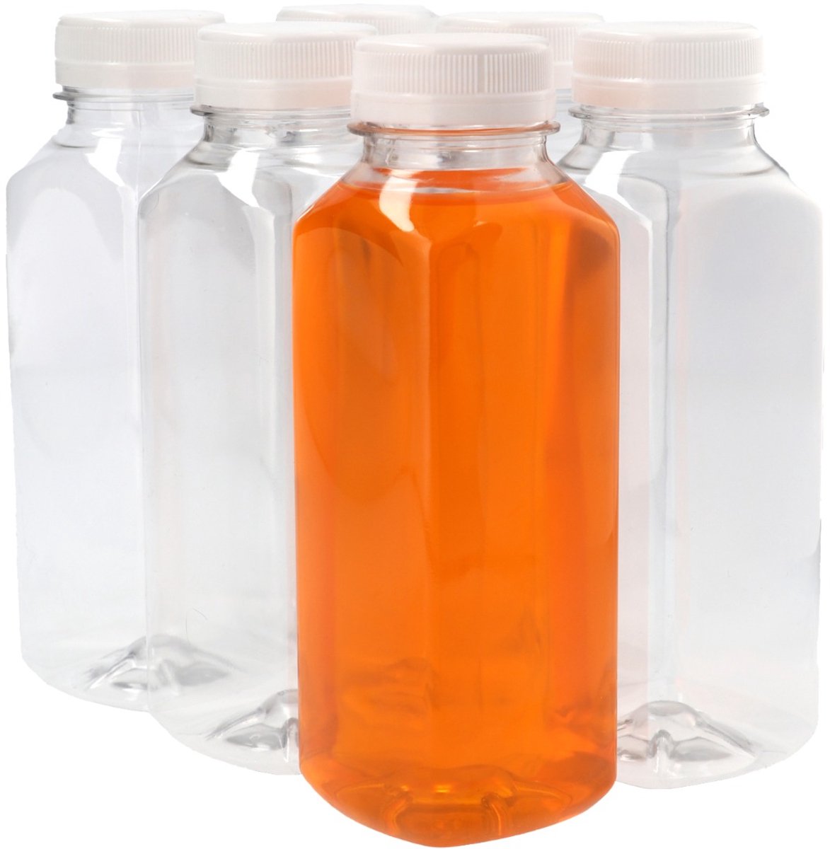 6 x Sapfles Plastic 330 ml - Vierkant - PET Flessen met Dop wit- PET Kunststof BPA-vrij - Plastic Flessen Navulbaar - Met Dop - Lege Flessen - 6 stuks