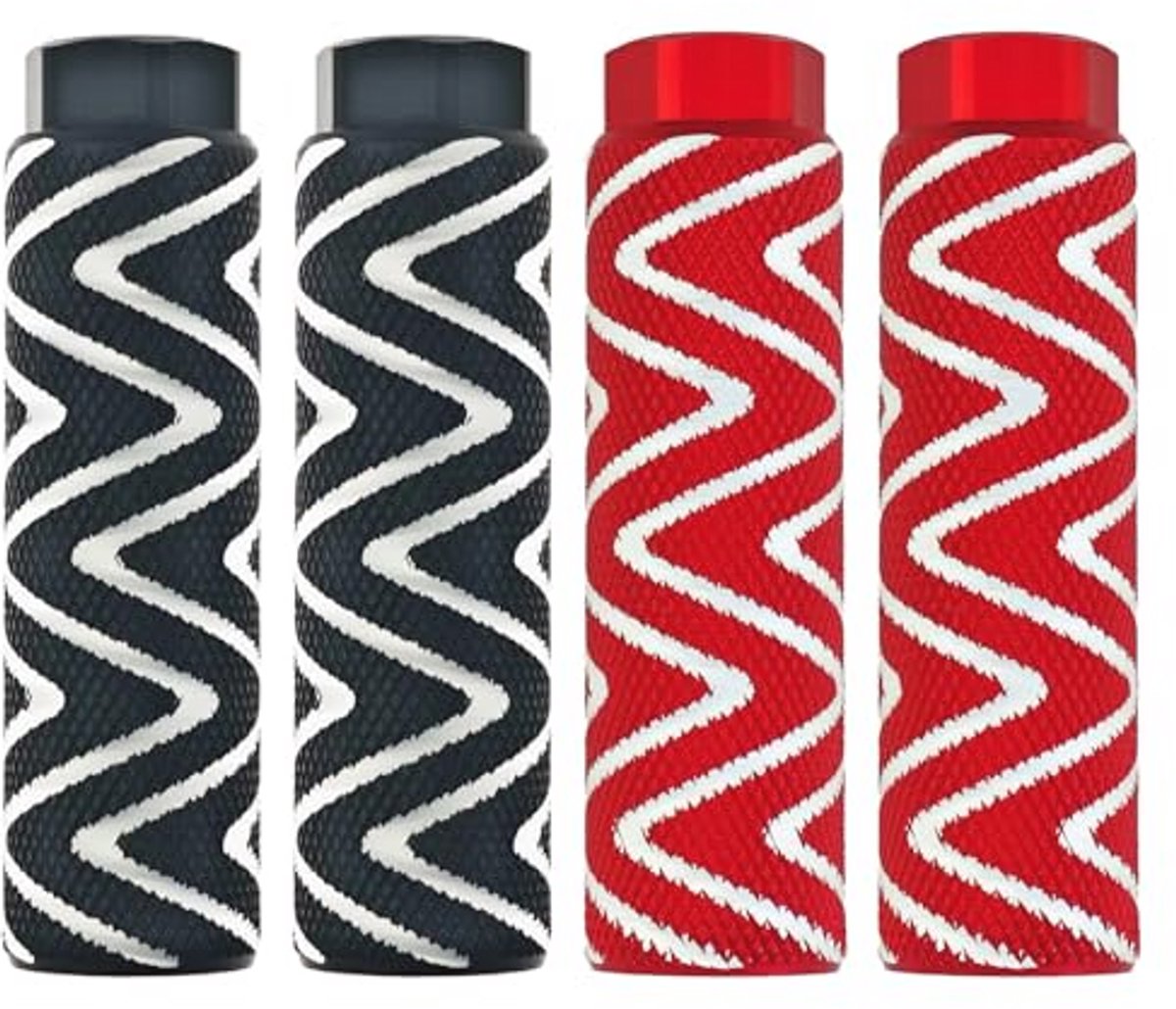 Aluminium Fietspinnen en Voetpedalen - 4 Stuks Geschikt voor 3/8 Inch achterbankstandaards - Zwart en Rood