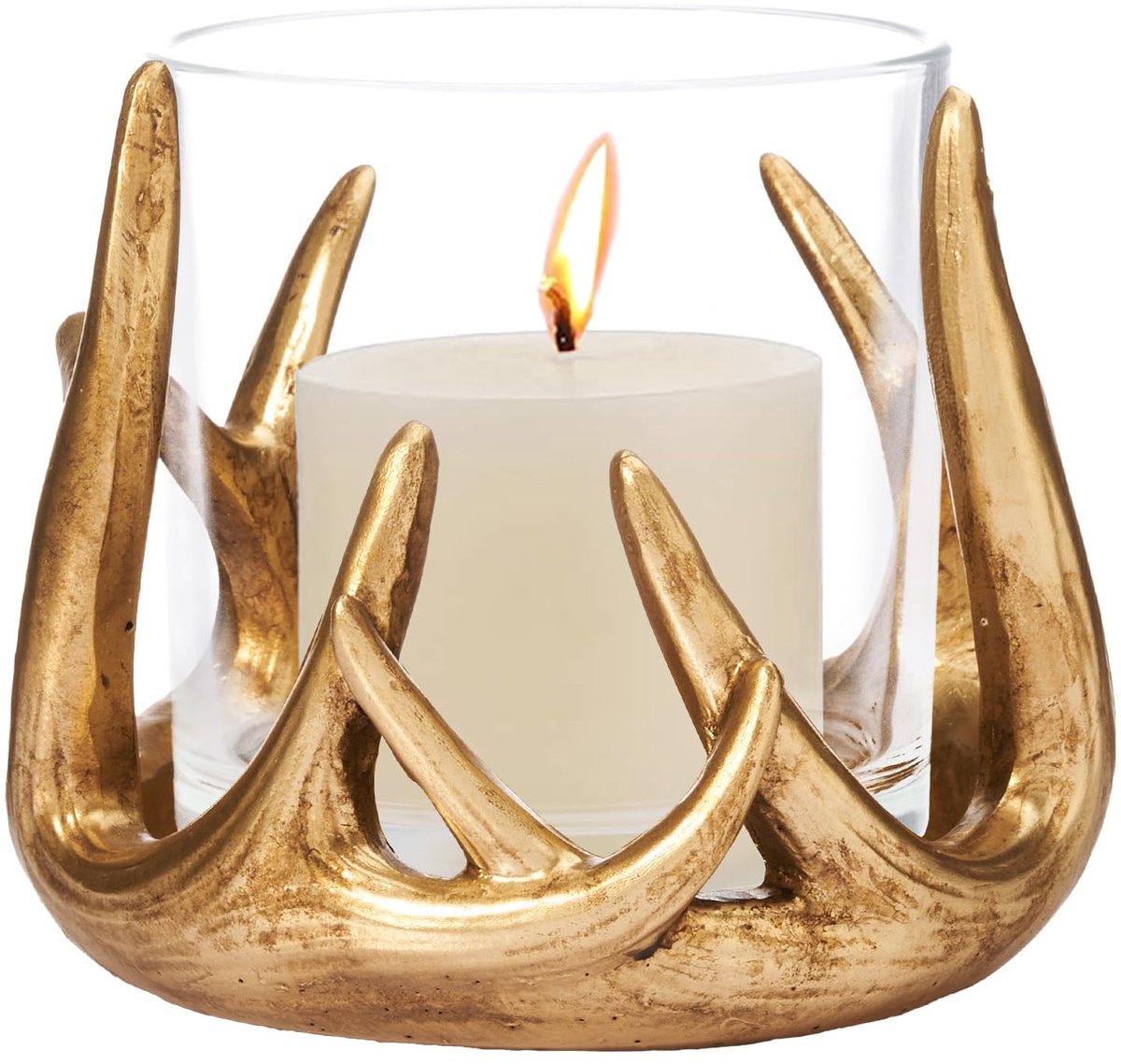 Unyqoos Gouden kaarsenhouder met hertengewei voor sfeervolle kerstdecoratie