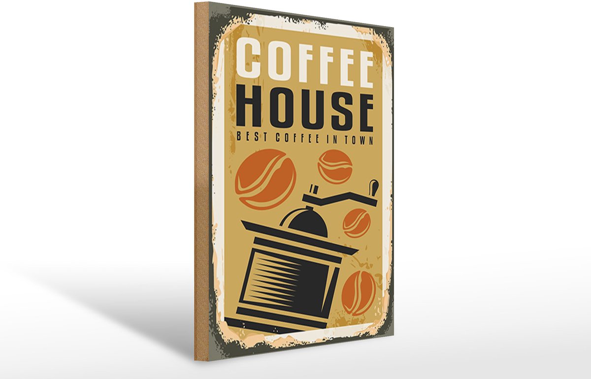 Holzschild Retro 30x40cm Kaffee Coffee House best in town