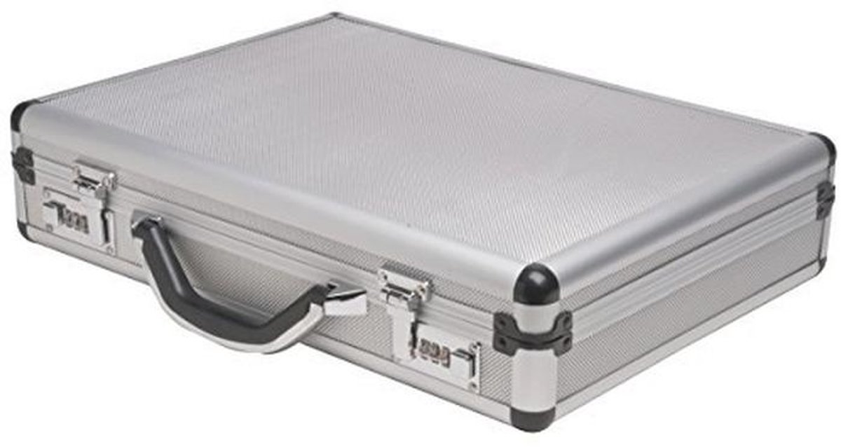 Zilveren Aluminium Aktetas 17.5" x 4" x 13" - Medium Formaat