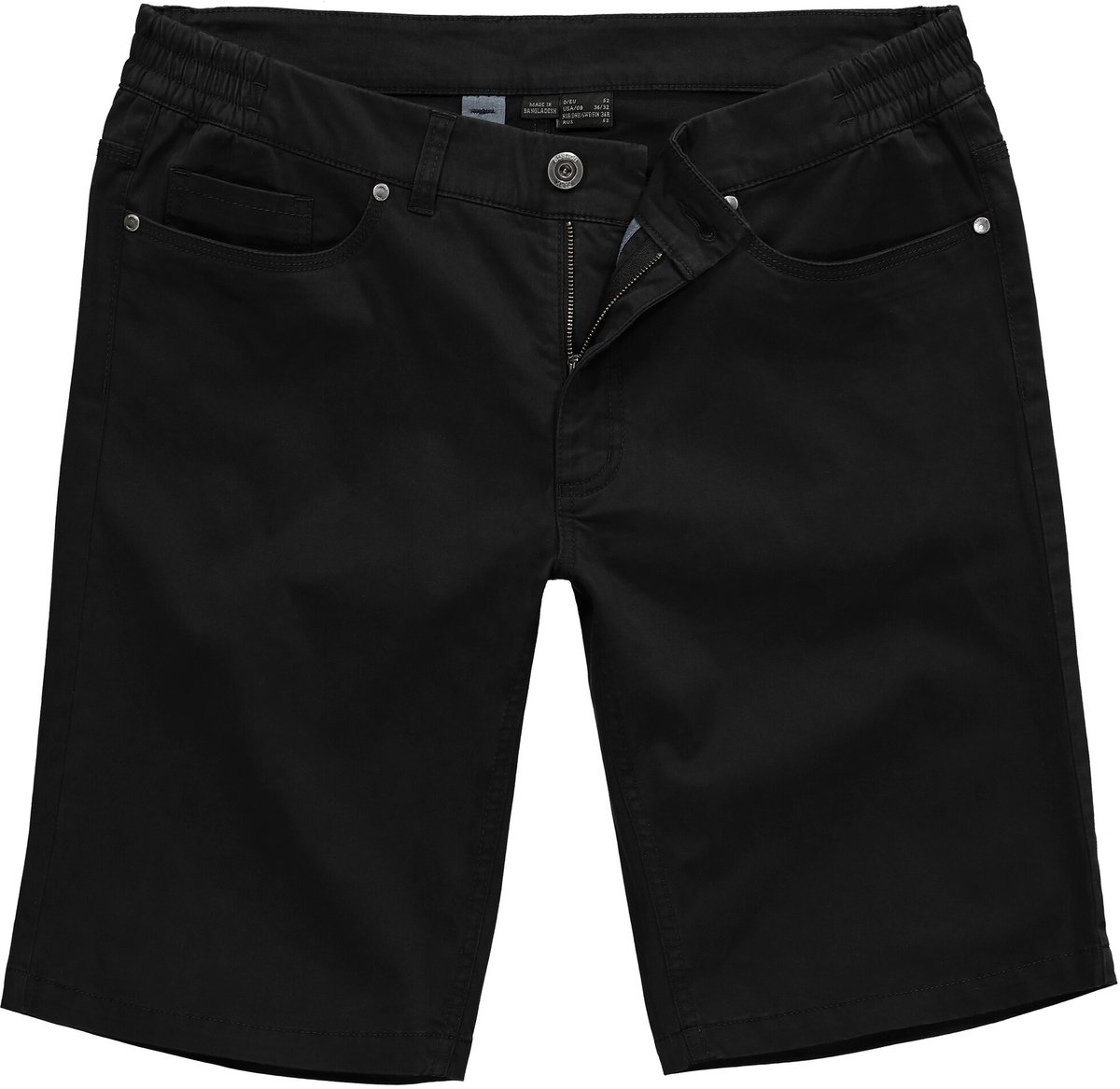 Boston Park - Heren - Bermuda Buik-Fit 5-pocket band elastisch aan de zijkant - Zwart - Maat 64