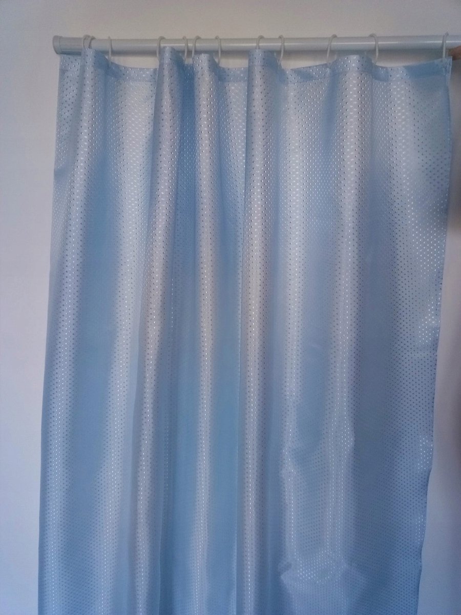 Dik Polyester Douchegordijn 180x180cm - Blauwe Stippen